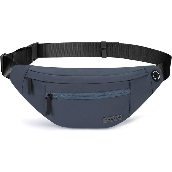 Women Men Dim Grey Large Crossbody Fanny Pack Belt Bag Hands-Free Waist Pack - Picture 1 of 7